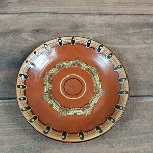 Troyan Bulgaria red featherware 8 1/2" dinner plate